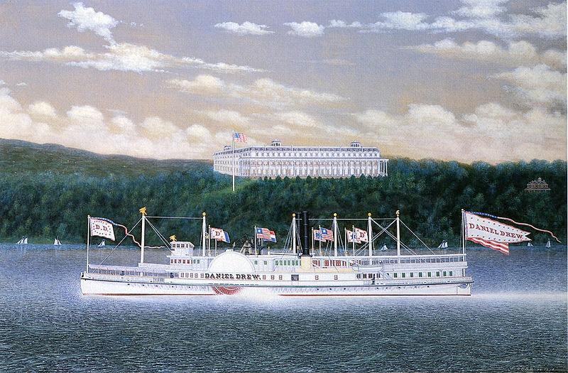 Daniel Drew, Hudson River steamboat built 1861, oil on canvas painting by James Bard. At the time this painting was made, this vessel was no longer ow, James Bard